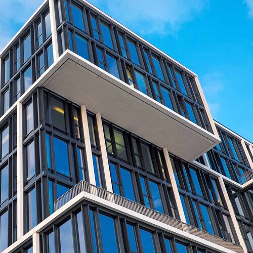 a building full of glass windows